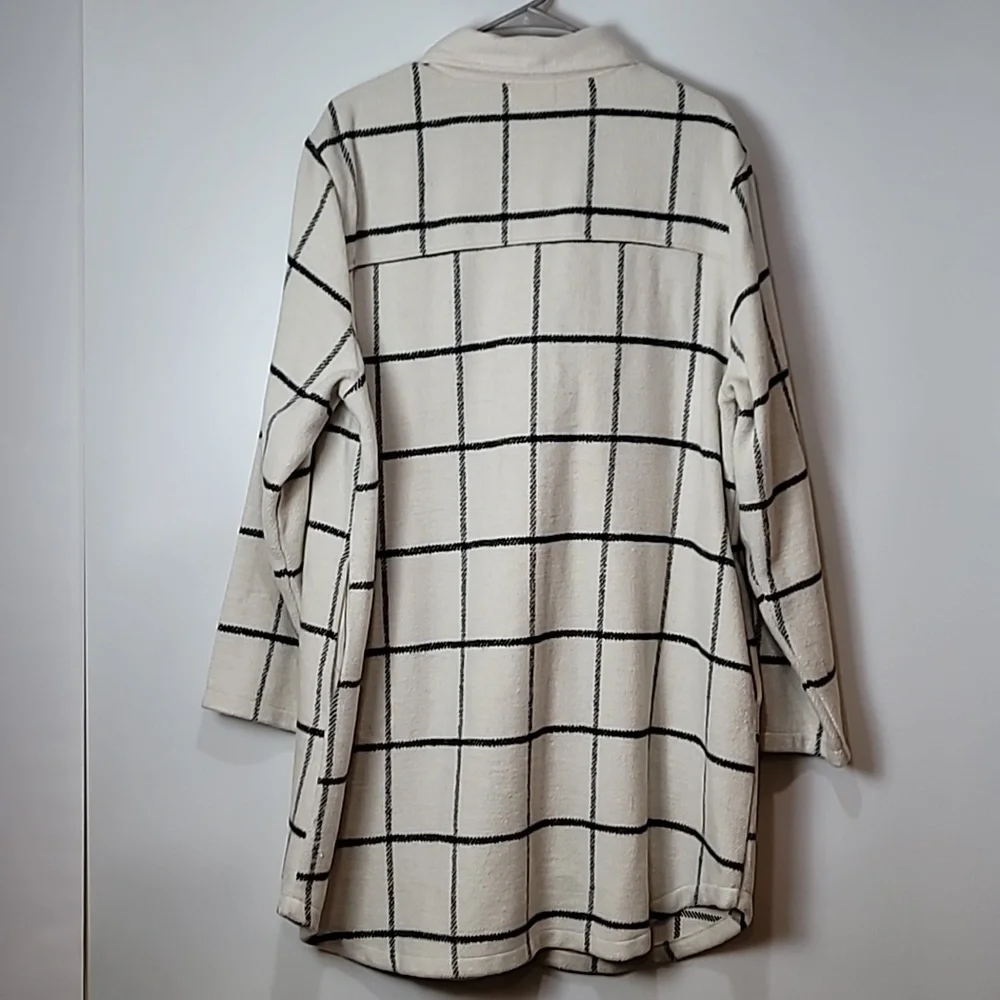Nordstrom Melloday Ivory & Black Grid like patternJacket with Side Seam Pockets - Picture 12 of 16
